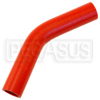 Click for a larger picture of Red Silicone Hose, 1" I.D. 45 degree Elbow, 4" Legs