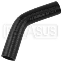 Click for a larger picture of Black Silicone Hose, 1 1/8" I.D. 45 degree Elbow, 4" Legs