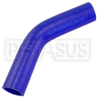 Click for a larger picture of Blue Silicone Hose, 1 1/8" I.D. 45 degree Elbow, 4" Legs