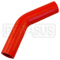 Click for a larger picture of Red Silicone Hose, 1 1/8" I.D. 45 degree Elbow, 4" Legs
