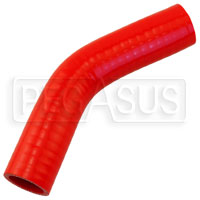 Click for a larger picture of Red Silicone Hose, 1 3/16" I.D. 45 degree Elbow, 4" Legs