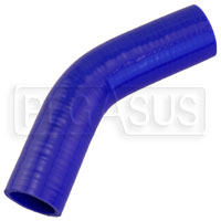 Click for a larger picture of Blue Silicone Hose, 1 3/8" I.D. 45 degree Elbow, 4" Legs