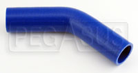 Click for a larger picture of Blue Silicone Hose, 1 3/8" I.D. 45 degree Elbow, 4" Legs