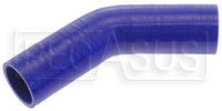 Click for a larger picture of Blue Silicone Hose, 1 1/2" I.D. 45 degree Elbow, 4" Legs