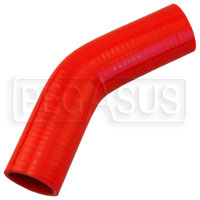 Click for a larger picture of Red Silicone Hose, 1 1/2" I.D. 45 degree Elbow, 4" Legs