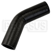 Click for a larger picture of Black Silicone Hose, 1 5/8" I.D. 45 degree Elbow, 4" Legs