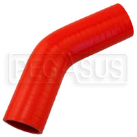 Click for a larger picture of Red Silicone Hose, 1 5/8" I.D. 45 degree Elbow, 4" Legs