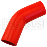 Click for a larger picture of Red Silicone Hose, 2" I.D. 45 degree Elbow, 4" Legs