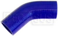 Click for a larger picture of Blue Silicone Hose, 2 1/4" I.D. 45 degree Elbow, 4" Legs
