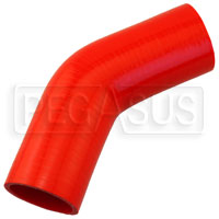 Click for a larger picture of Red Silicone Hose, 2 3/8" I.D. 45 degree Elbow, 4" Legs