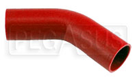 Click for a larger picture of Red Silicone Hose, 2 1/4" I.D. 45 degree Elbow, 4" Legs