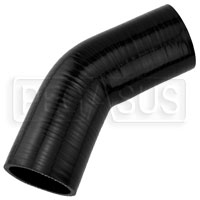 Click for a larger picture of Black Silicone Hose, 2 3/8" I.D. 45 degree Elbow, 4" Legs