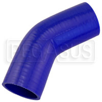 Click for a larger picture of Blue Silicone Hose, 2 3/8" I.D. 45 degree Elbow, 4" Legs