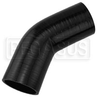 Click for a larger picture of Black Silicone Hose, 2 1/2" I.D. 45 degree Elbow, 4" Legs