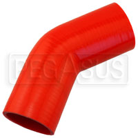 Click for a larger picture of Red Silicone Hose, 2 1/2" I.D. 45 degree Elbow, 4" Legs