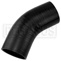 Click for a larger picture of Black Silicone Hose, 3.00" I.D. 45 degree Elbow, 4" Legs