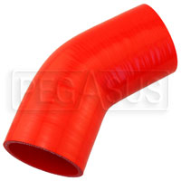 Click for a larger picture of Red Silicone Hose, 3.00" I.D. 45 degree Elbow, 4" Legs