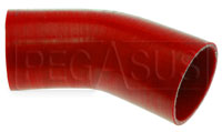 Click for a larger picture of Red Silicone Hose, 3.00" I.D. 45 degree Elbow, 4" Legs