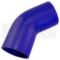 Click for a larger picture of Blue Silicone Hose, 3 1/4" I.D. 45 degree Elbow, 4" Legs