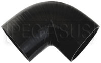Click for a larger picture of Black Silicone Hose, 4.00" I.D. 90 degree Elbow, 4" Legs