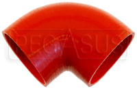 Click for a larger picture of Red Silicone Hose, 4.00" I.D. 90 degree Elbow, 4" Legs
