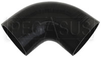 Click for a larger picture of Black Silicone Hose, 4 1/2" I.D. 90 degree Elbow, 6" Legs