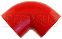 Click for a larger picture of Red Silicone Hose, 4 1/2" I.D. 90 degree Elbow, 4" Legs