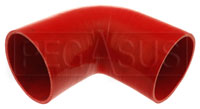 Click for a larger picture of Red Silicone Hose, 4 1/2" I.D. 90 degree Elbow, 6" Legs