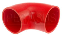 Click for a larger picture of Red Silicone Hose, 4 1/2" I.D. 90 degree Elbow, 4" Legs