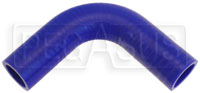 Click for a larger picture of Blue Silicone Hose, 1 1/8" I.D. 90 degree Elbow, 4" Legs