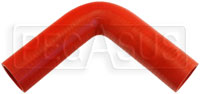 Click for a larger picture of Red Silicone Hose, 1 1/2" I.D. 90 degree Elbow, 6" Legs
