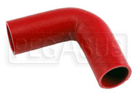 Click for a larger picture of Red Silicone Hose, 1 5/8" I.D. 90 degree Elbow, 4" Legs