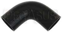 Click for a larger picture of Black Silicone Hose, 2" I.D. 90 degree Elbow, 4" Legs