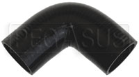 Click for a larger picture of Black Silicone Hose, 2 1/8" I.D. 90 degree Elbow, 4" Legs