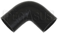 Click for a larger picture of Black Silicone Hose, 2 1/4" ID 90 degree 4" Legs