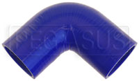 Click for a larger picture of Blue Silicone Hose, 2 1/4" ID 90 degree 4" Legs