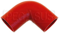 Click for a larger picture of Red Silicone Hose, 2 1/4" ID 90 degree 4" Legs