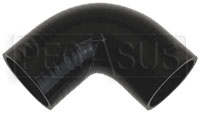 Click for a larger picture of Black Silicone Hose, 2 3/8" I.D. 90 degree Elbow, 4" Legs