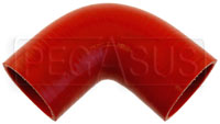 Click for a larger picture of Red Silicone Hose, 2 3/8" I.D. 90 degree Elbow, 4" Legs