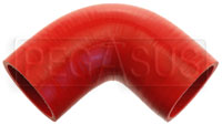 Click for a larger picture of Red Silicone Hose, 2 1/2" I.D. 90 degree Elbow, 4" Legs