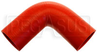 Click for a larger picture of Red Silicone Hose, 2 1/2" I.D. 90 degree Elbow, 6" Legs