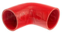 Click for a larger picture of Red Silicone Hose, 2 3/4" I.D. 90 degree Elbow, 4" Legs