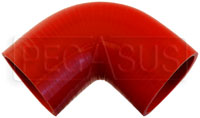 Click for a larger picture of Red Silicone Hose, 3.00" I.D. 90 degree Elbow, 4" Legs