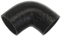 Click for a larger picture of Black Silicone Hose, 3 1/8" I.D. 90 degree Elbow, 4" Legs