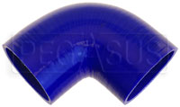 Click for a larger picture of Blue Silicone Hose, 3 1/4" I.D. 90 degree Elbow, 4" Legs