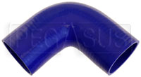 Click for a larger picture of Blue Silicone Hose, 3 1/4" I.D. 90 degree Elbow, 6" Legs