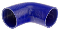 Click for a larger picture of Blue Silicone Hose, 3 1/4" I.D. 90 degree Elbow, 4" Legs