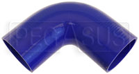 Click for a larger picture of Blue Silicone Hose, 3 1/2" I.D. 90 degree Elbow, 6" Legs