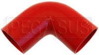 Click for a larger picture of Red Silicone Hose, 3 1/2" I.D. 90 degree Elbow, 6" Legs