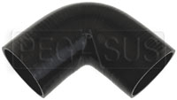 Click for a larger picture of Black Silicone Hose, 3 3/4" I.D. 90 degree Elbow, 6" Legs